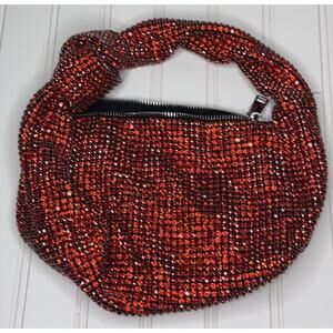 Madison West Red Rhinestone Sparkly Studded Glitzy Evening Cocktail Purse Bag